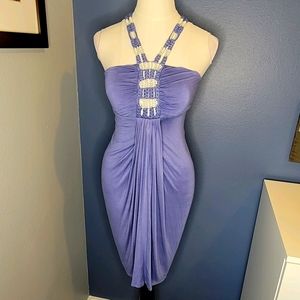 Bebe Purple Jersey and Macrame Dress